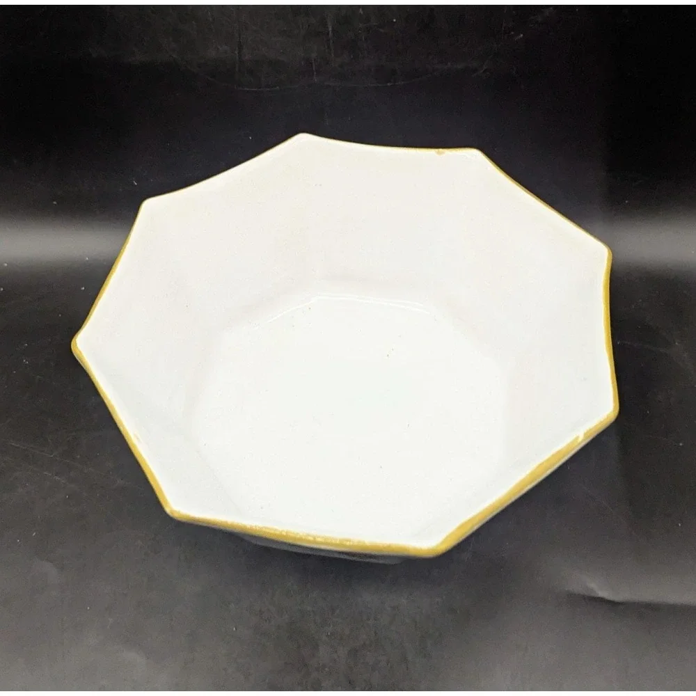 Vintage Italian Faience Pottery‎ Octagon Shaped Salad Pasta Bowl 9'